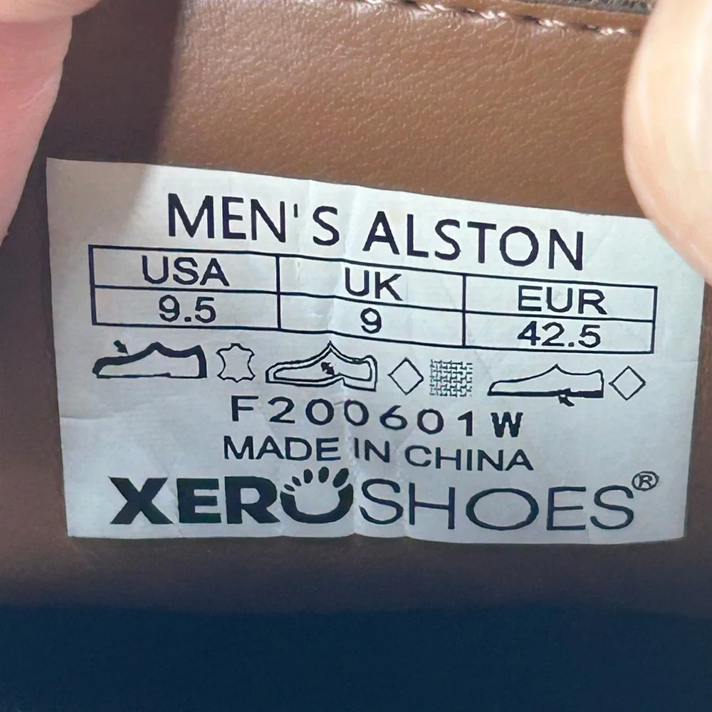 Xero Shoes Mens Alston Leather Barefoot Oxford Brown F200601W Size 9.5